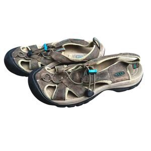 Keen Women's Size 8.5 Venice Sport Leather Sandals Dark Earth Caribbean Sea Hike